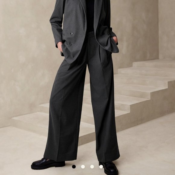 Banana Republic flannel wide leg trousers 2p Dark gray NWT - Picture 1 of 4